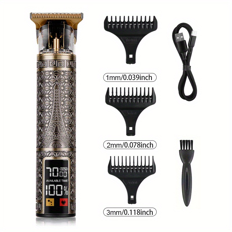 Pynogeez Cordless Hair Clippers for Men Professional Hair Trimmer LCD  Display 0mm Baldheaded Clippers for Hair Cutting Men Grooming Kits  Rechargeable, Gold