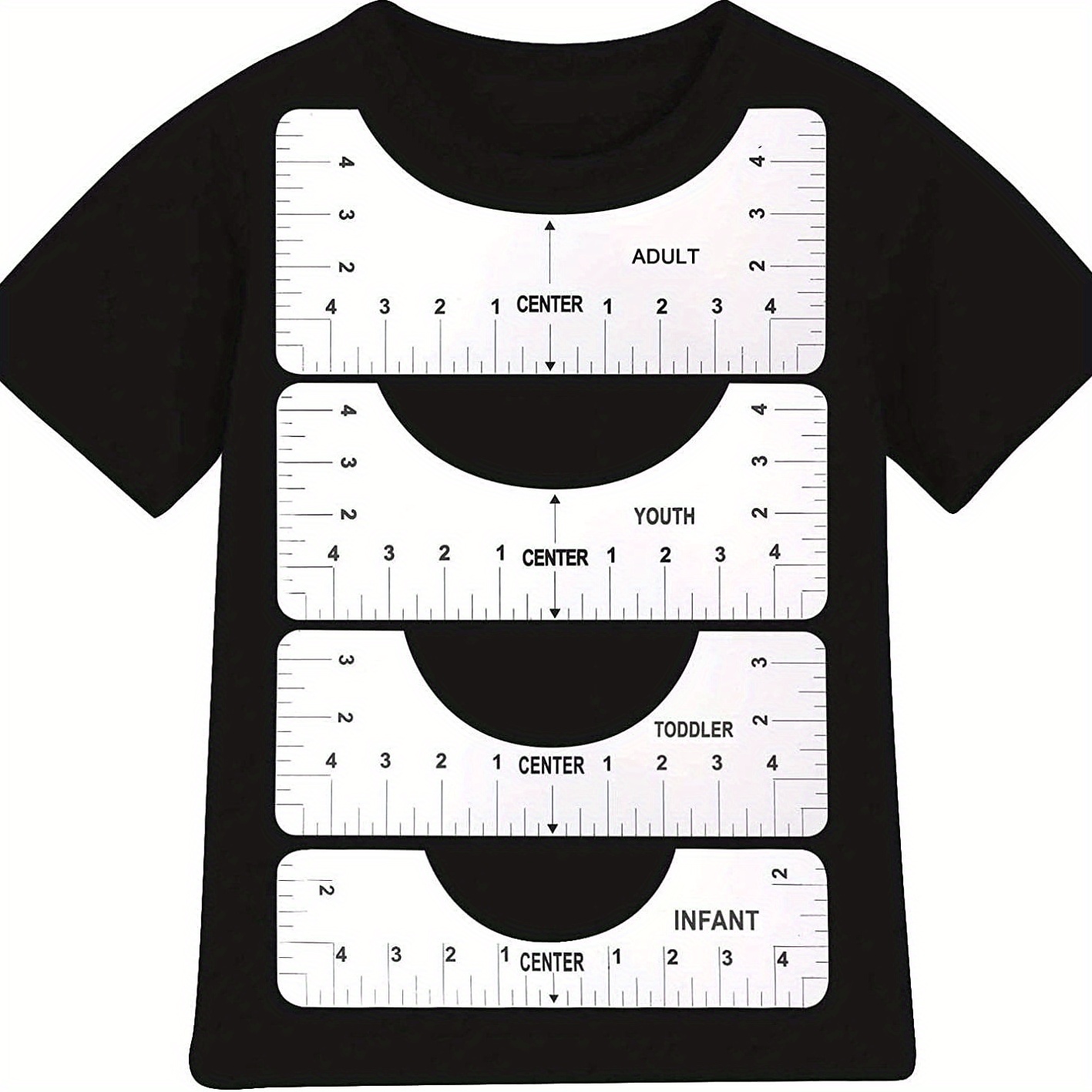 4pcs T-Shirt Ruler Guide, T-Shirt Ruler Guide For Vinyl Alignment, Premium  T-Shirt Rulers To Center Designs, Professional T-Shirt Ruler Guide
