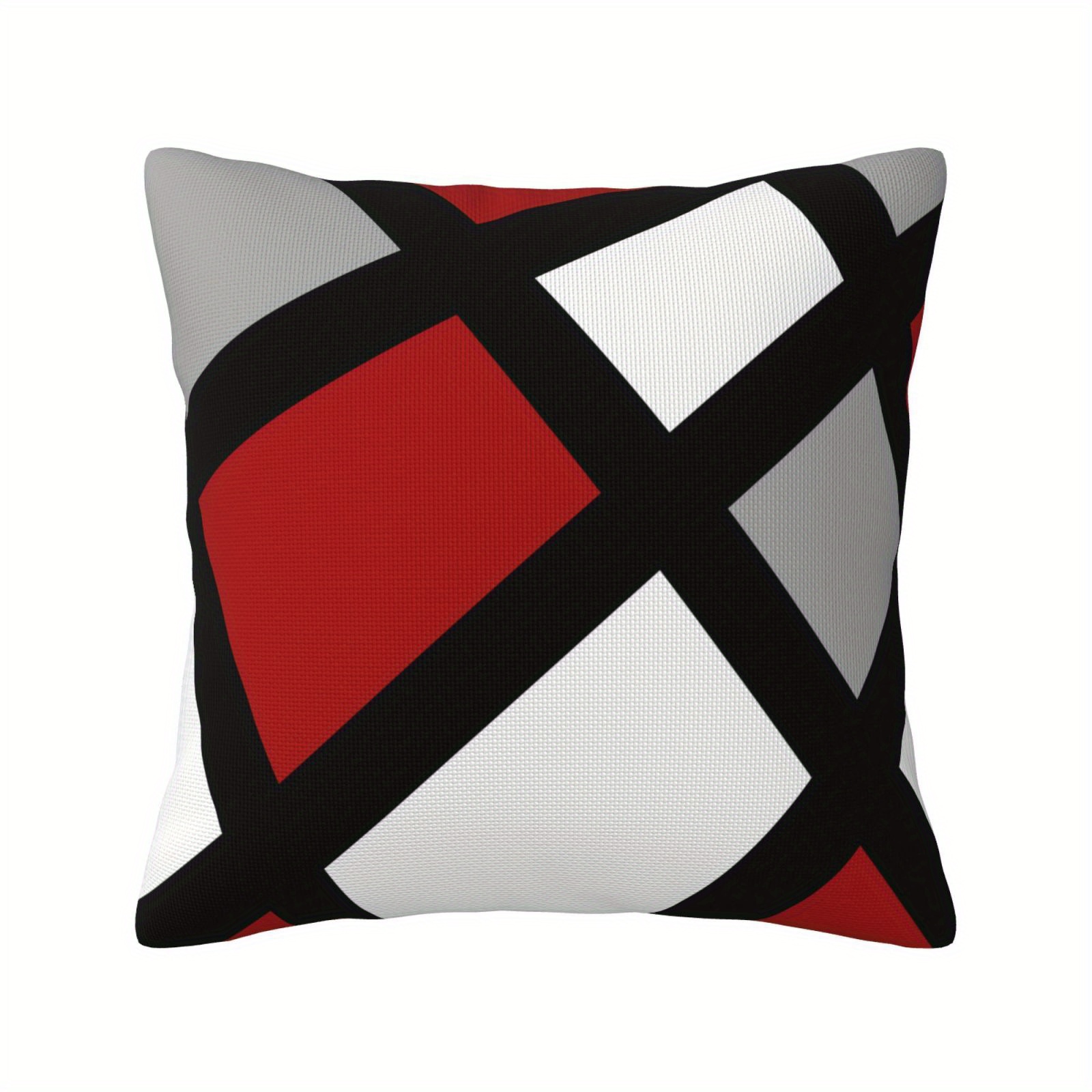 Throw Pillow Covers 18x18 Set Of 4 Modern Abstract Red Stripes Gray Black  Decorative Pillowcase