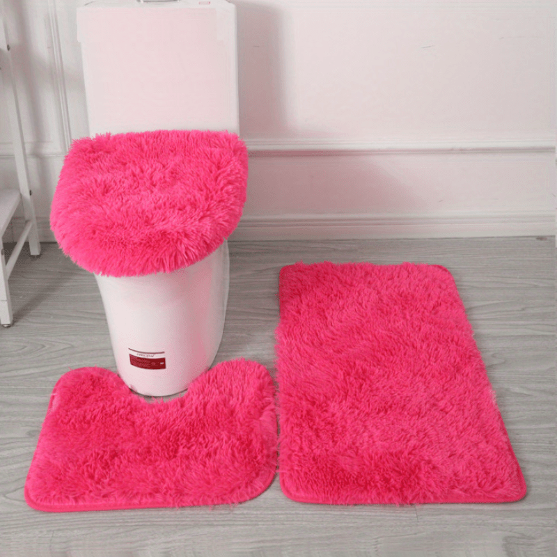 3pcs/set U-shaped Floor Mat Toilet Seat Cushion Door Mat Bathroom Mat  Modern ~