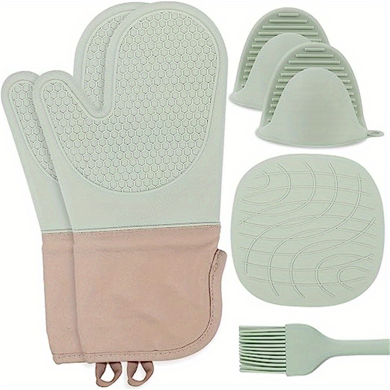 Oven Mitts, Kitchen Mitts, Kitchen Potholders Heat Resistant Mitts Silicone  Mitts Anti-Slip Gloves 