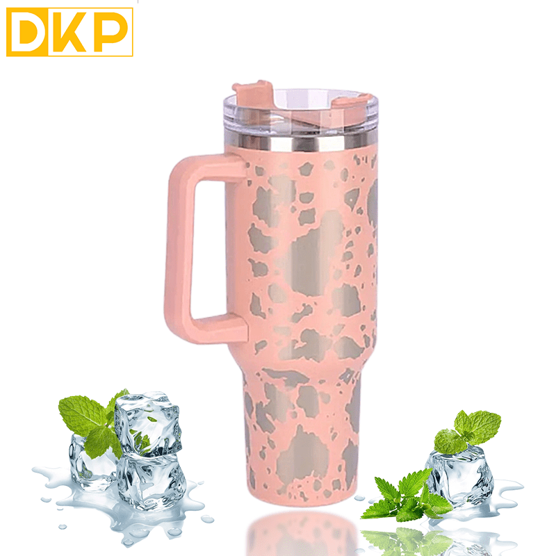 1pc Cow Print Studded Tumbler With Lid And Straw, 40oz Stainless Steel  Thermal Water Bottle With Handle, Shiny Stanley Cups, Portable Drinking  Cups, F