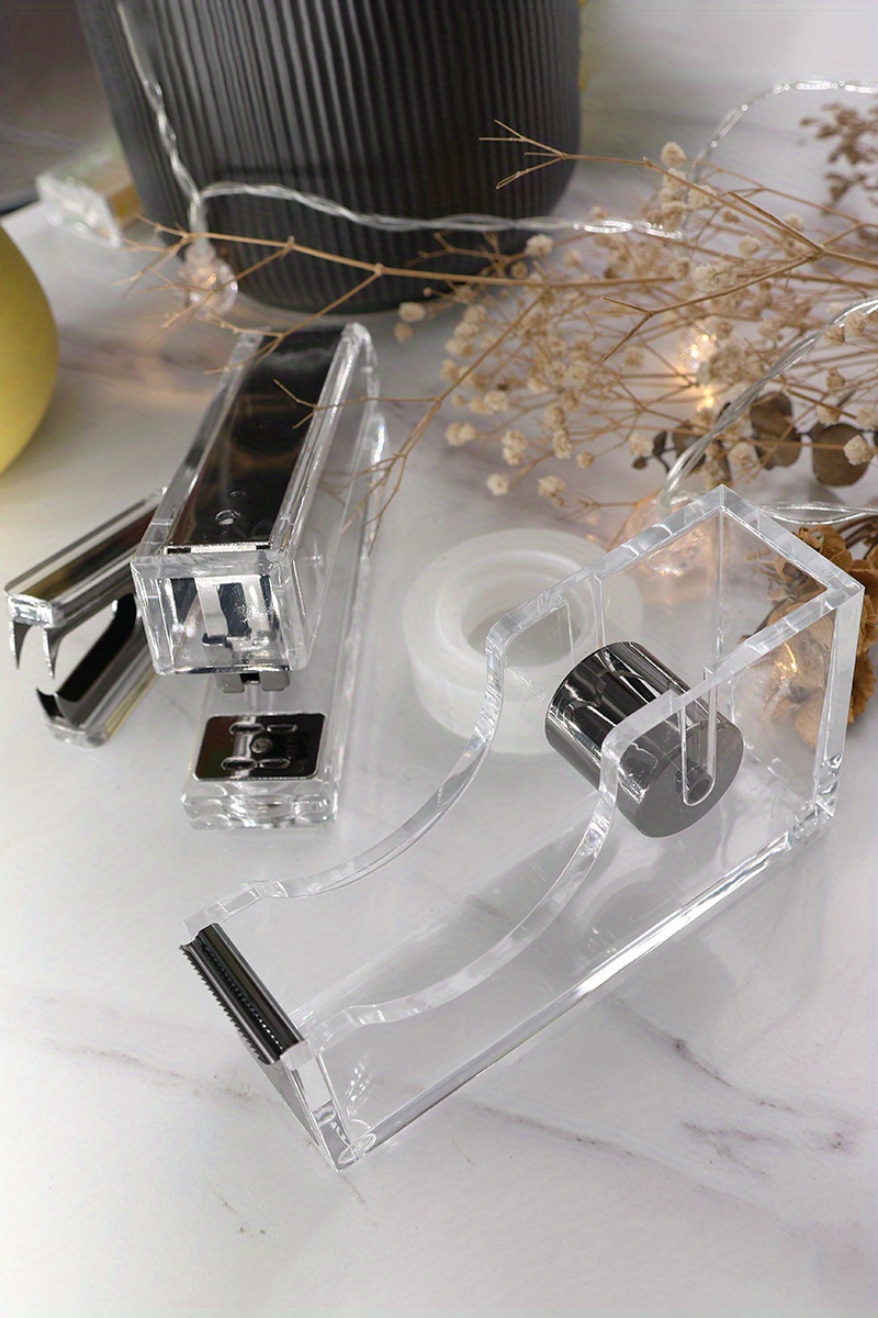 Acrylic Black Tape Dispenser Black Desktop Stapler Acrylic Temu
