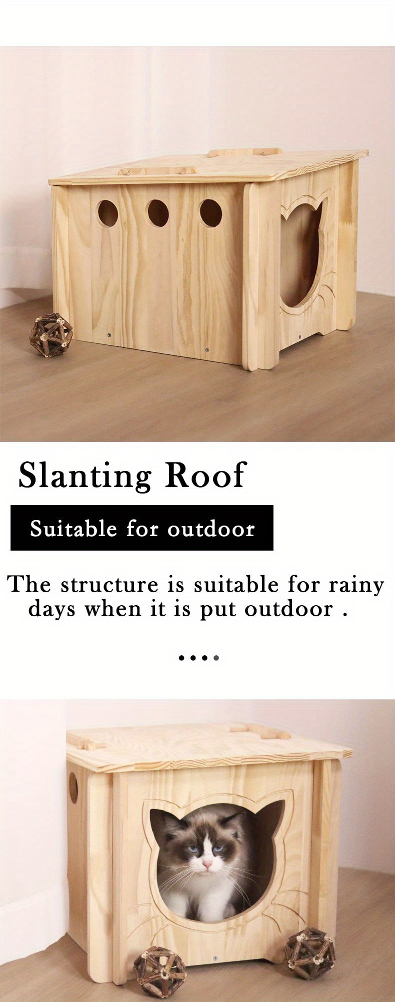 Cozy Wooden Cat Bed Cave Perfect Indoor Cat Hideaway Temu