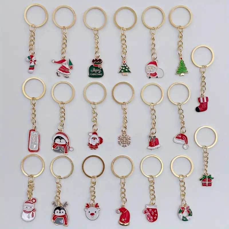 20pcs Christmas Series Keychain Cute Metal Key Ring Purse Bag Backpack Car Key Charm Christmas Tree Decoration Accessory Party Favors Gift,Temu