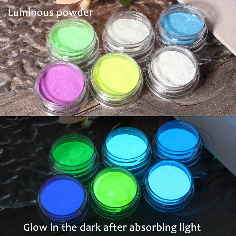 6 Bottles Glow In The Dark Nail Powder,Fluorescence Nail Art Pigment Dust  Ultrafine Luminous Powder Nail Colorful Glitter 3d Diy Nail Art Decoration
