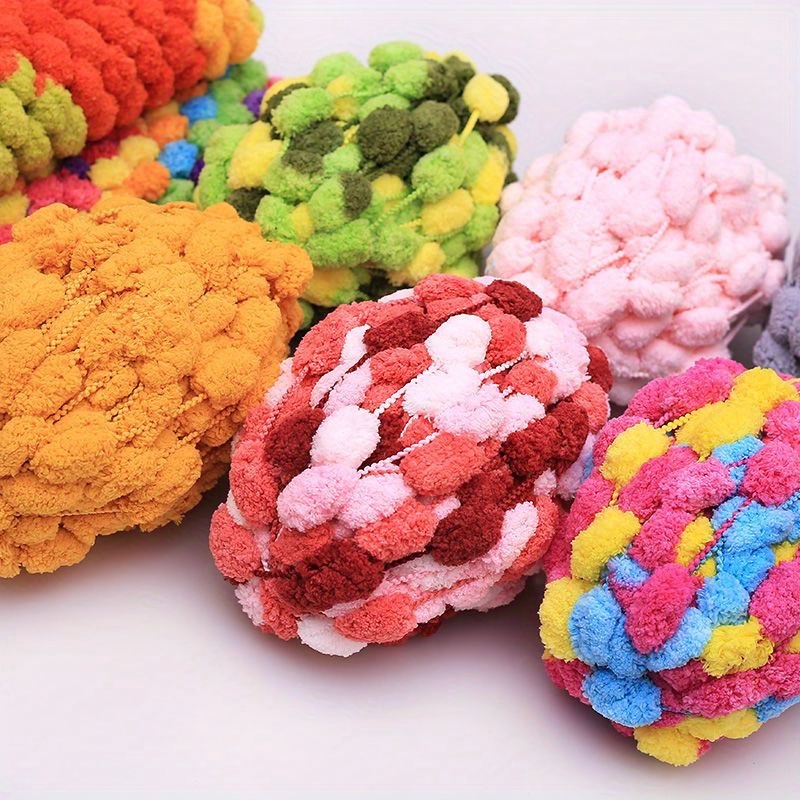 Hand woven Large Pom Pom Yarn Bobo Ball Bean Thread Snow - Temu