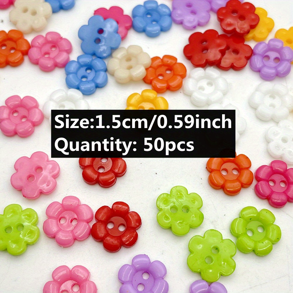 50pcs Mixed Colors 0.51inch Cute Flower Shape Small Buttons For Children's  Clothing Sewing Supplies DIY Accessories