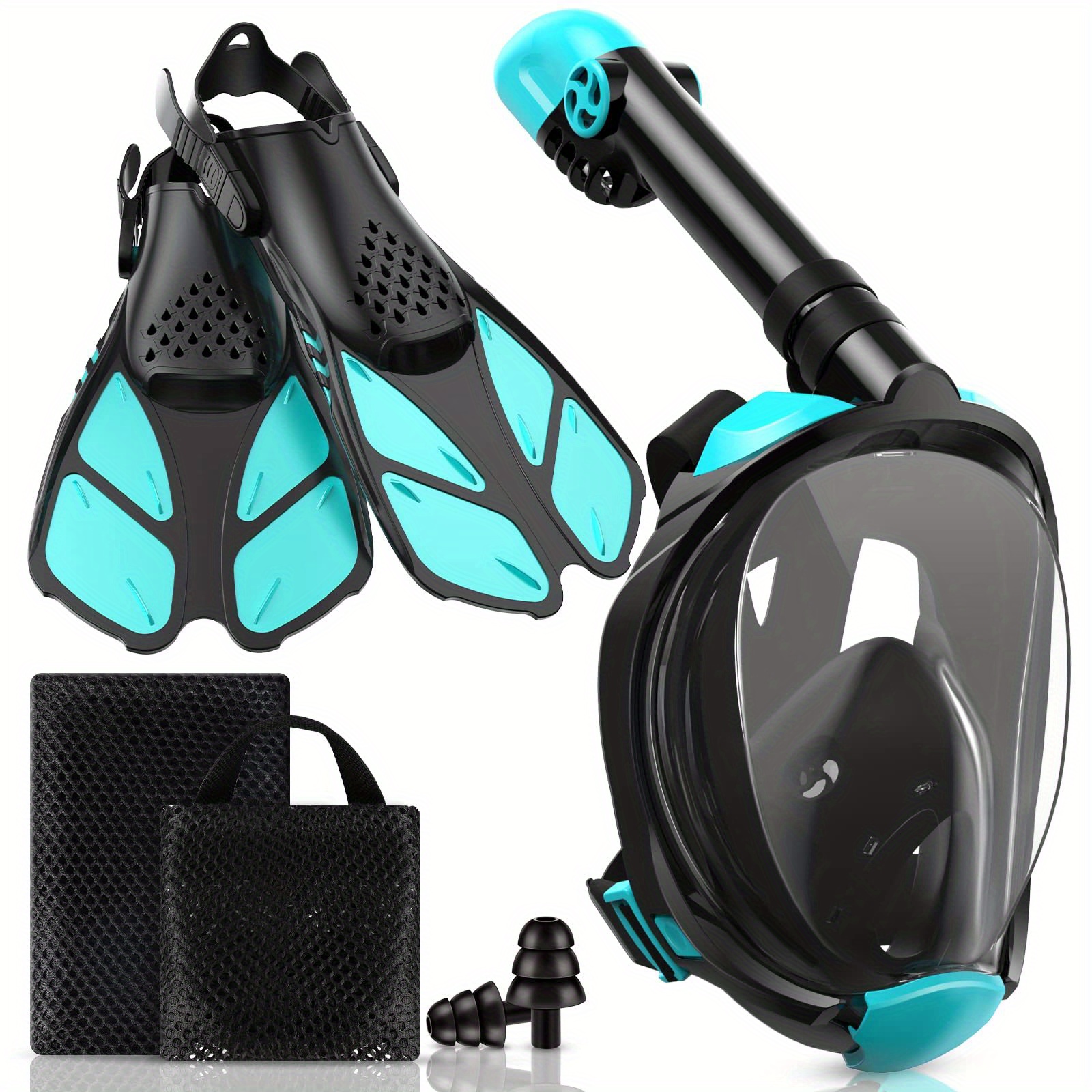 Snorkel Mask Fins Set Snorkeling Gear Adults Foldable Full - Temu