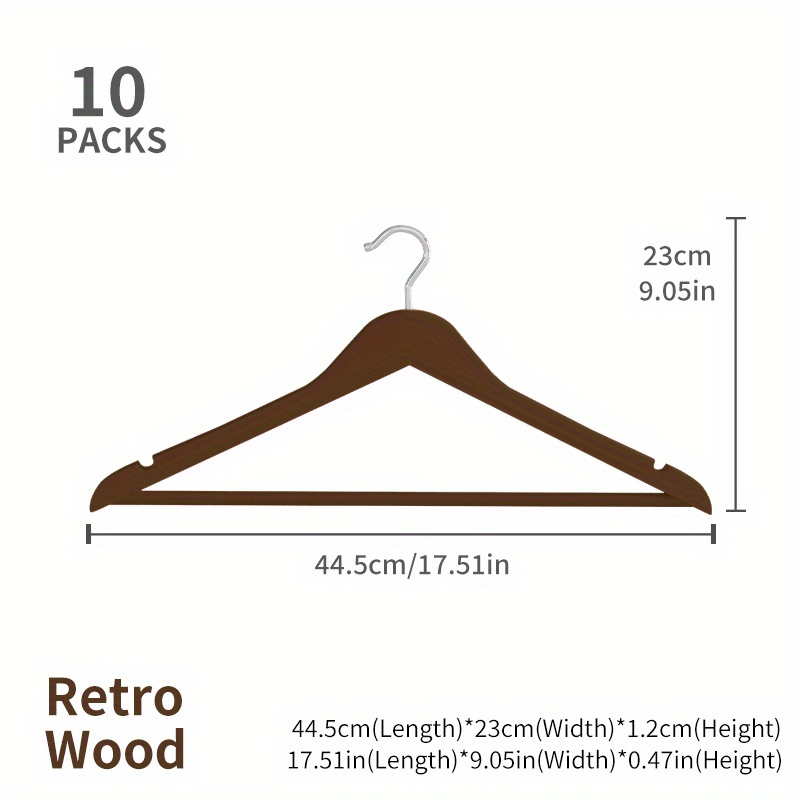 Non-slip Wooden Clothes Hangers Withe Grooves, Solid Wood Drying