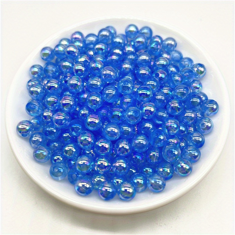 Round Plastic Beads Transparent Bright Blue Beads Shiny - Temu