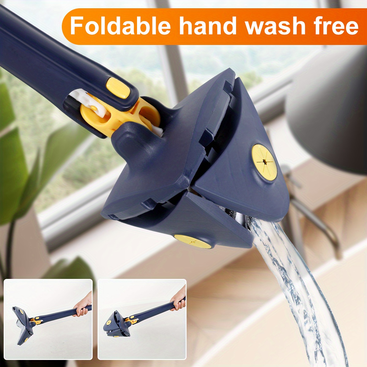 1set cleaning mop 360 rotatable super water absorption triangular mop foldable automatic water squeezing wall cleaning mop with 2 replacement mop cloth for floor wall window cleaning cleaning tools cleaning brush details 7
