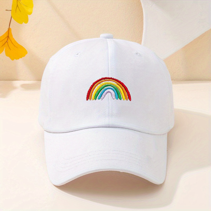 Rainbow Embroidery Baseball Washed Distressed Solid - Temu