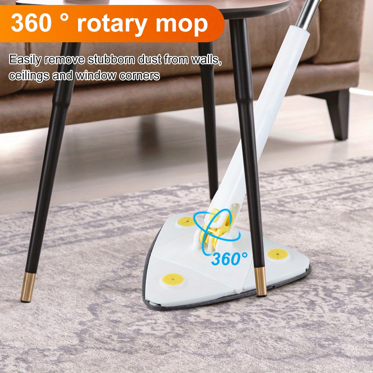 1set cleaning mop 360 rotatable super water absorption triangular mop foldable automatic water squeezing wall cleaning mop with 2 replacement mop cloth for floor wall window cleaning cleaning tools cleaning brush details 5