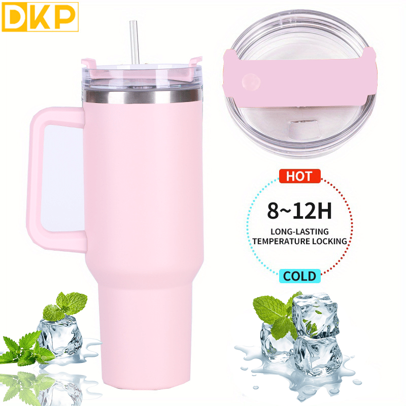 40oz Handle Car Cup with pipette stainless Steel insulated Cold beer cup  portable ice cup with handle; Insulated Reusable Leakproof Stainless Steel