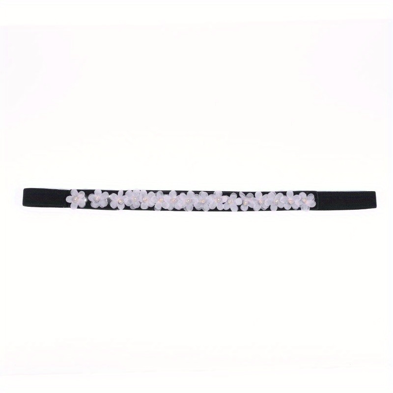 Thin Flower Decor Belt Elastic Waistband Classic Dress Girdle