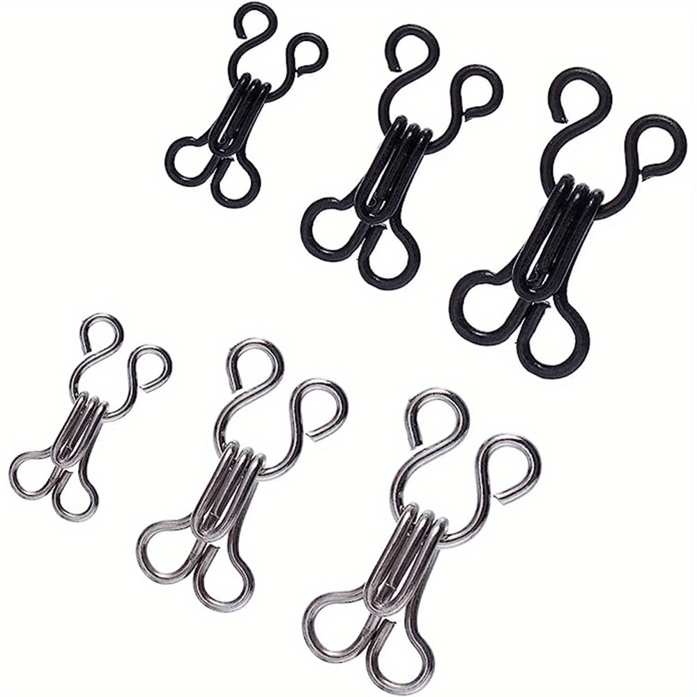 48pcs/Set 2 Sizes (Silver & Black) Hook And Eye Closures For Bra