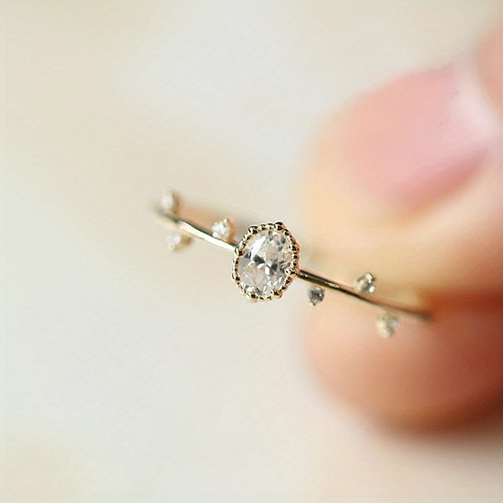 Ring Inlaid Zirconia Match Daily Outfits Party Accessory Copper Material