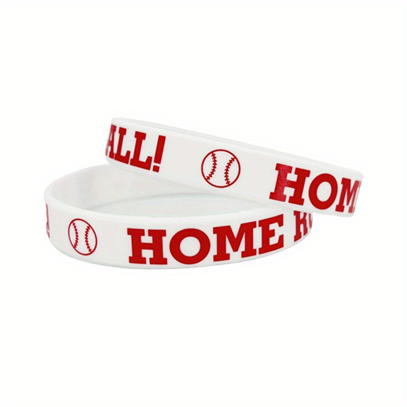 6 Pcs Baseball Rubber Bracelets Athletic Silicone Wristbands