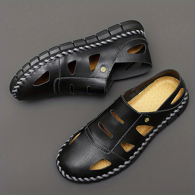 Men's Slip-on Sandals, Durable Non Slip Outdoor Hollow Out Stitch