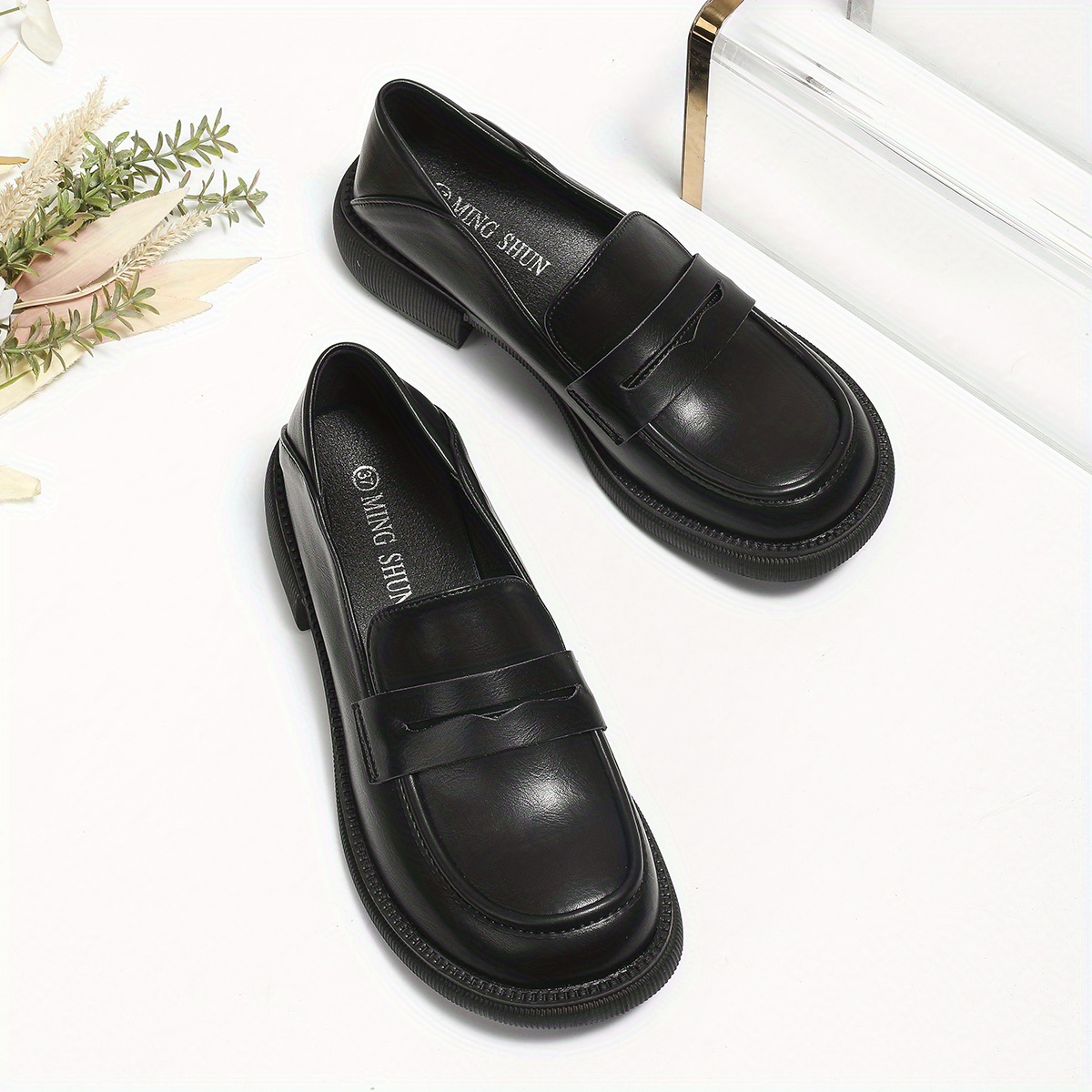 Penny Loafer - Solid Black Leather (Chunky Sole)