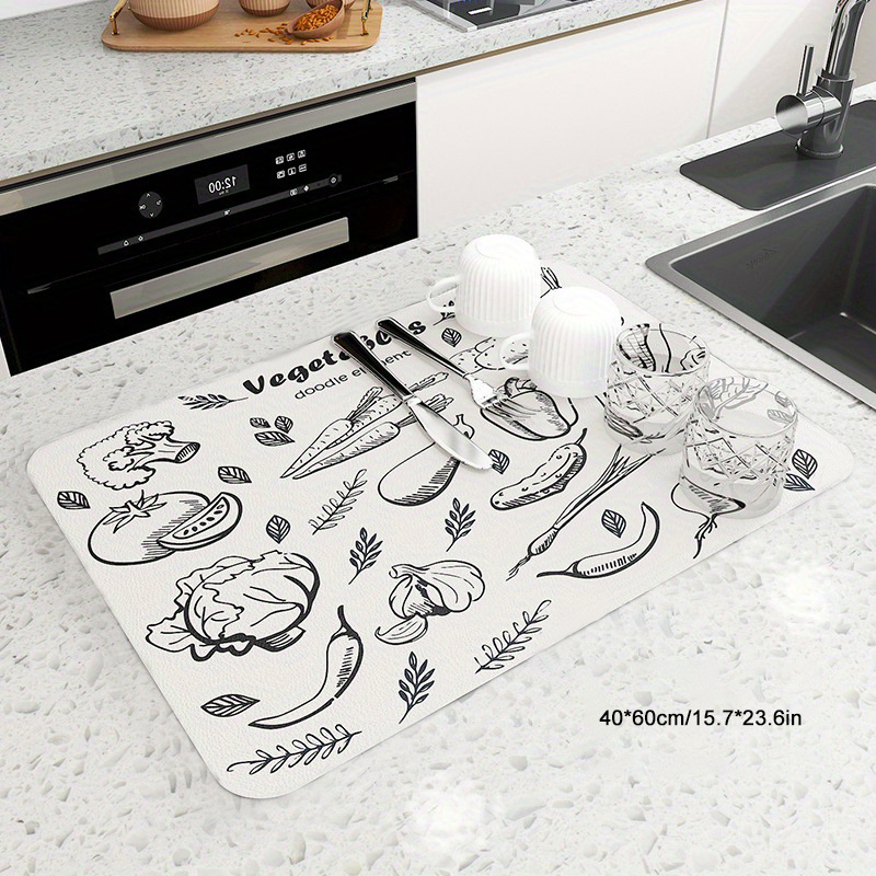 Kitchen Countertop Dish Drying Mat Washstand Anti-splash Sink Mat Bowl  Plate Drain Placemat Bar Counter Absorbent Counter Mat