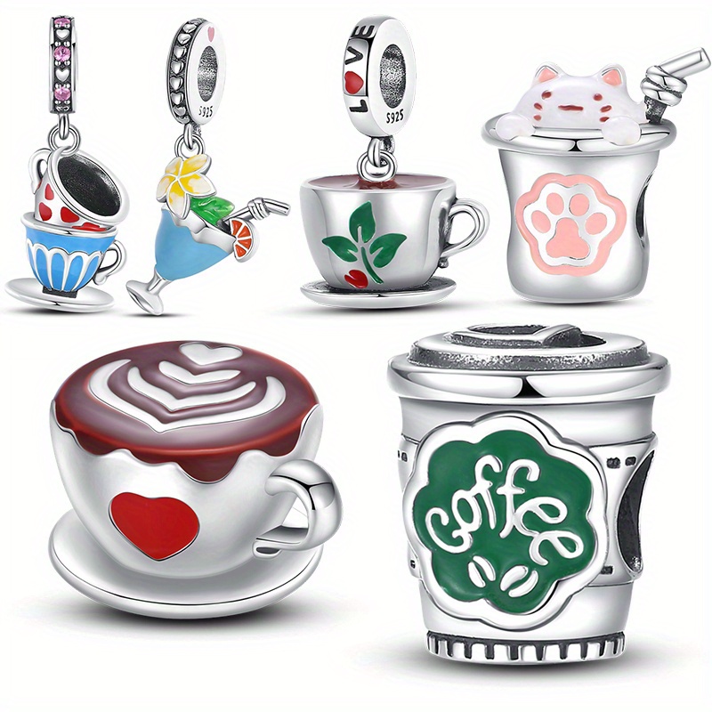 Simple Coffe Cup Etc Shaped Charms Pendants Silver Plated - Temu