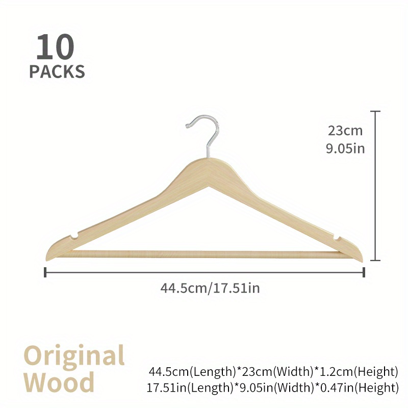 Non-slip Wooden Clothes Hangers With Grooves, Drying Rack For Wardrobes,  Bedrooms, Clothing Stores, Anti-deformation Traceless Standard Hangers,  Household Space Saving Storage Organizer For Bedroom, Bathroom, Closet,  Wardrobe, Home - Temu