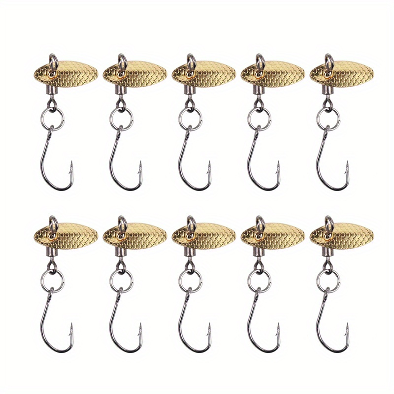 4 Pices Fishing Lures Fishing Spoons Treble Hooks Spinning Lures Hard Metal  Spinner Baits kit, Gold, Silver, Rose Gold, Green