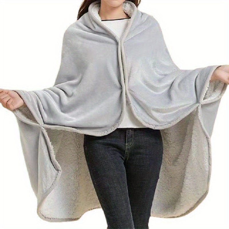 1pc wearable blanket double flannel sherpa shawl cover blanket air conditioning nap blanket cover waist legs lazy nap multi functional office blanket details 0