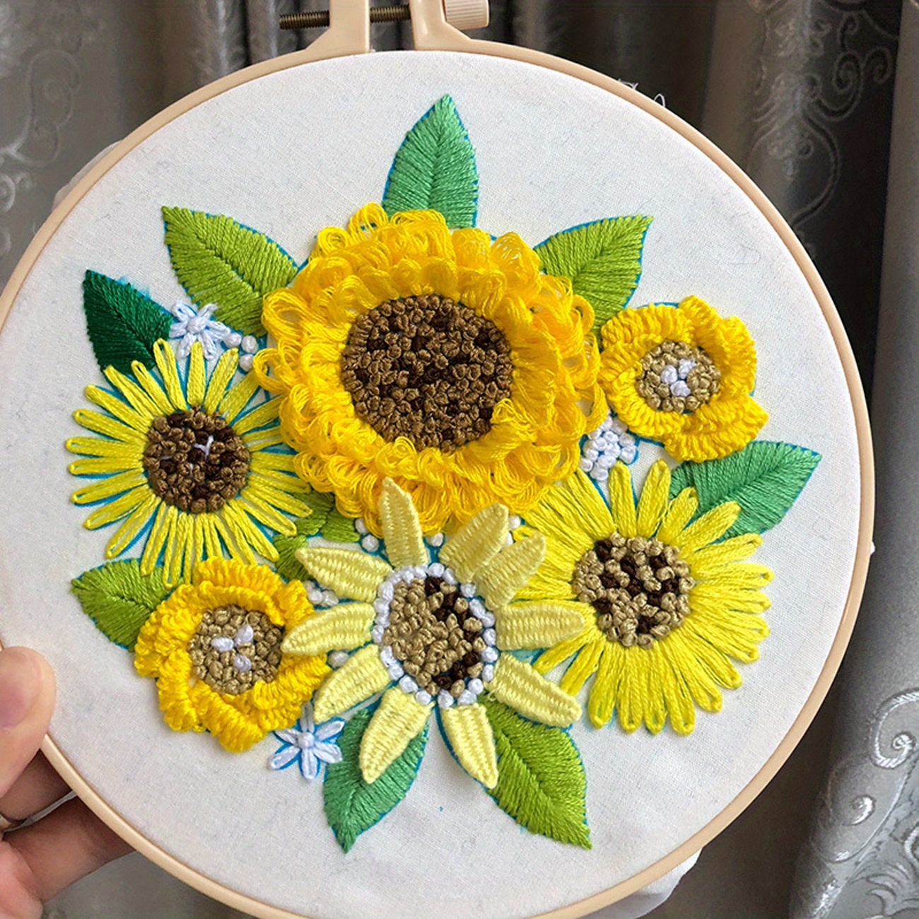 Color Floral Bouquet Pattern Embroidery Kit Diy Embroidery - Temu