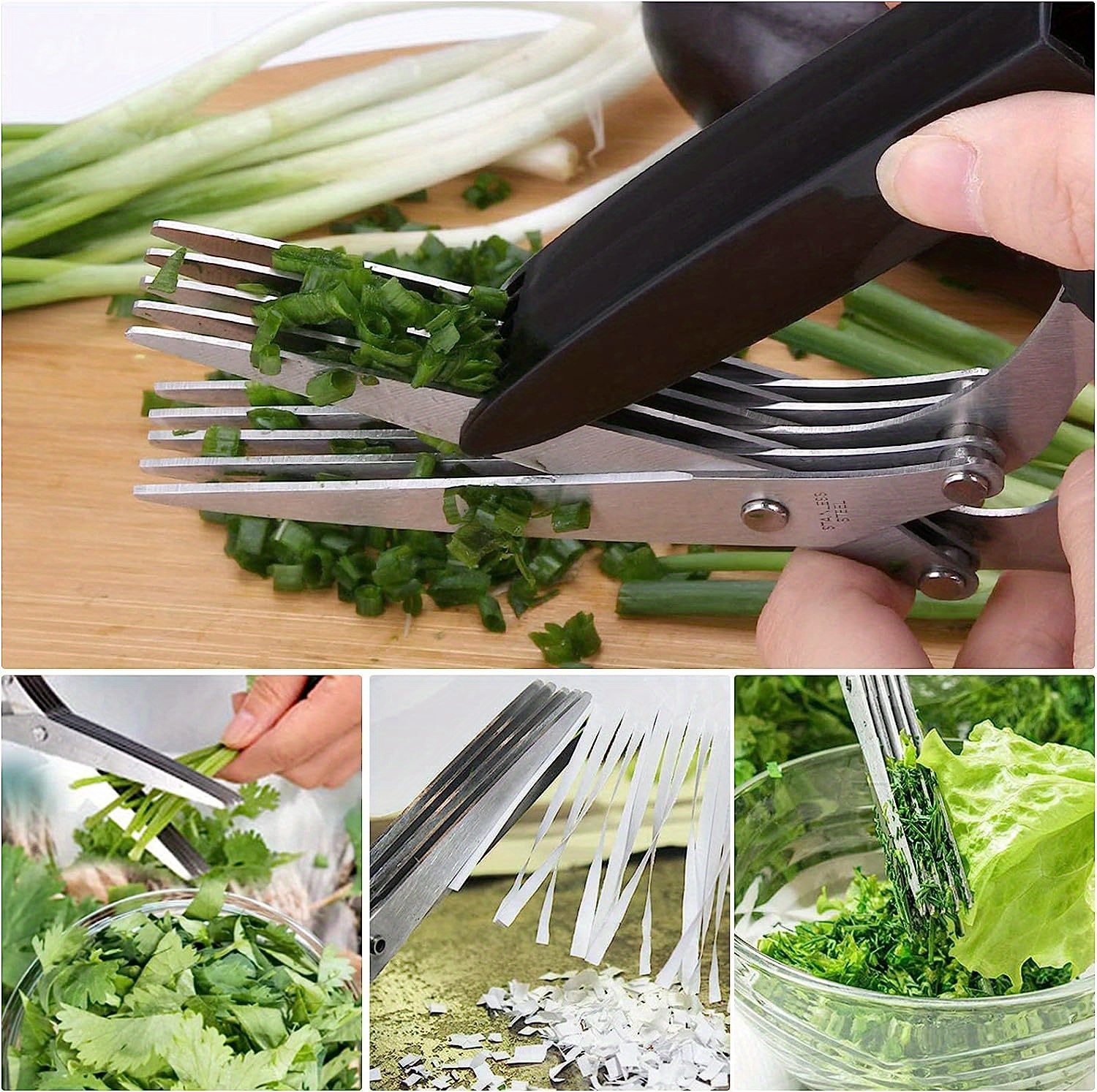 1pc Tijeras De Cocina, 5 Capas Tijeras De Cocina De Múltiples Capas De  Acero Inoxidable Cebolla Verde Picada Cortar Verduras Hierba Especias  Tijeras Suministros De Cocina - Temu