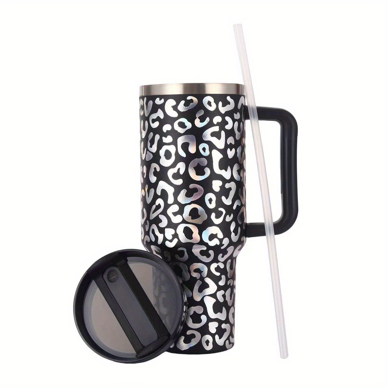 40oz Leopard Stainless Steel Tumblers With Handle Bling Water Bottle  Portable Outdoor Sports Cup Beer Mug Insulation Travel Vacuum Flask Bottles  Z11 From Hc_network005, $8.56