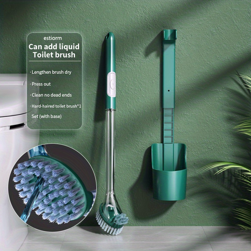 Household Silicone Toilet Brush and Holder Set, Toilet Brush with Soap  Dispenser, Punch-Free Wall Hanging Toilet Brush with Liquid, Long Handle Toilet  Brush with Base-White+Green