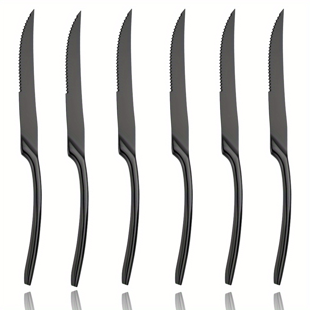 6pcs Steak Knives Set, Serrated Sharp Blade, Hammered Pattern Hollow  Handle, Stainless Steel Steak Knife Set, Dishwasher Safe, For Kitchen  Restaurant