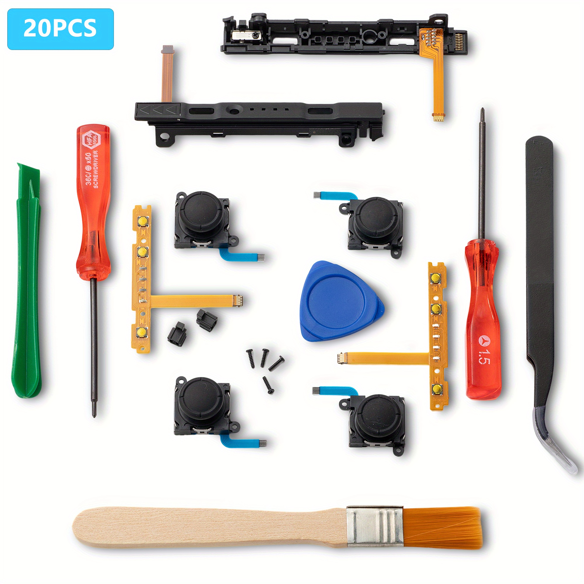 20 In 1 Repair Kit For Joycon With 3d , Lock, Switch Rail Replacement And Repair Tools For Switch