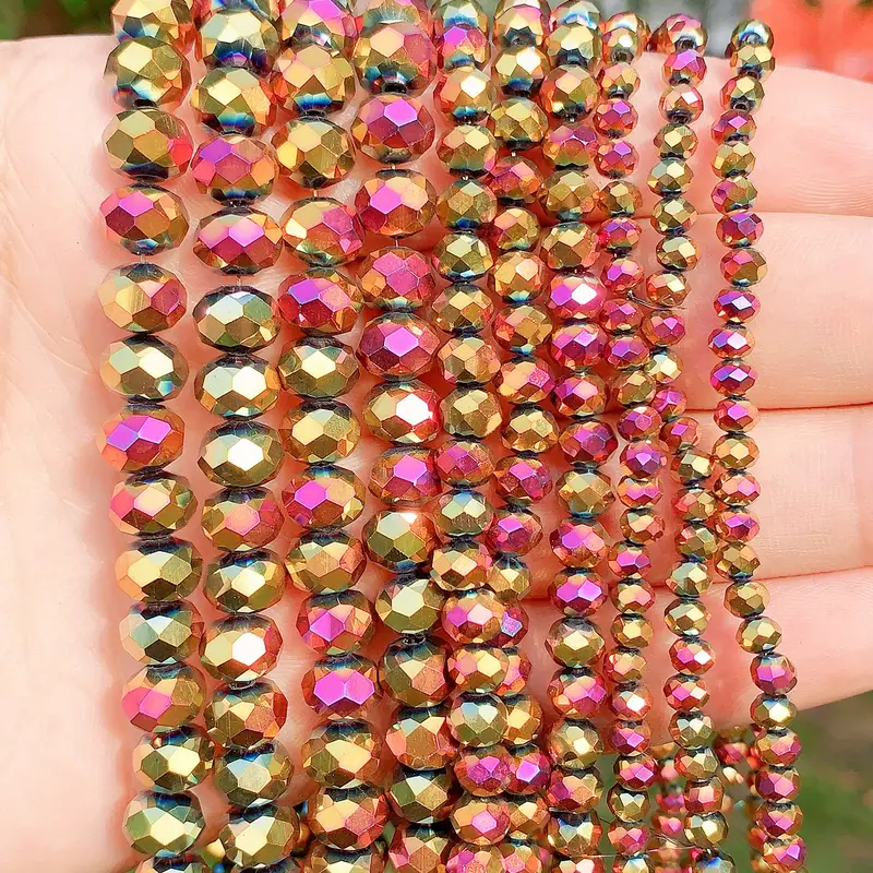 Red Multicolored Crystal Beads Cut Surface Loose Beads For - Temu