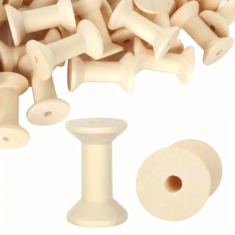40pcs Wooden Spools For Crafts, Empty Thread Spools For Crafts, Splinter  Free Wood Spools For Embroidery And Sewing Machines