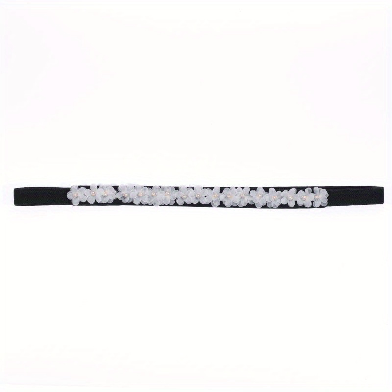 Thin Flower Decor Belt Elastic Waistband Classic Dress Girdle