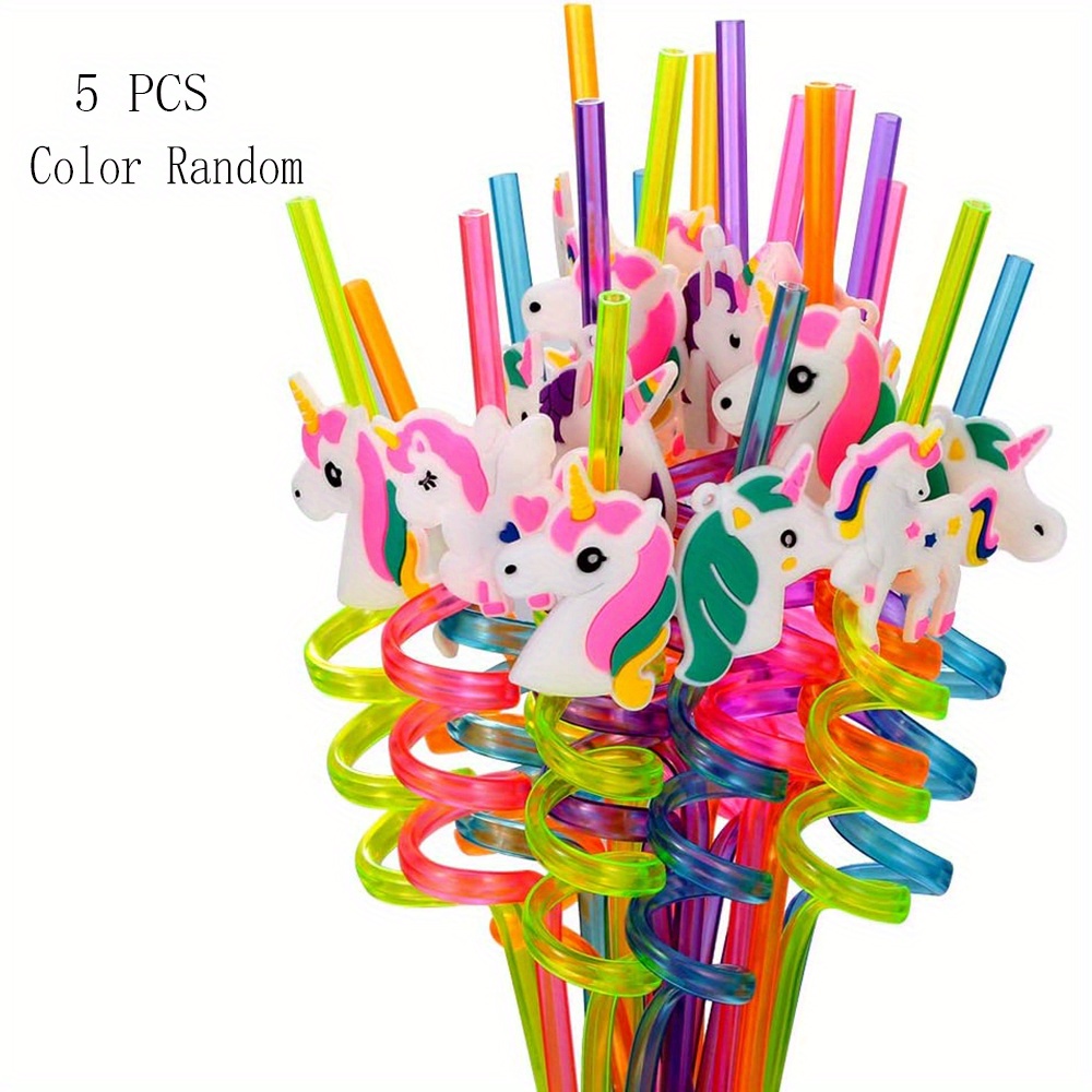 2pcs Spiral Straws With Dinosaur Decor, Cartoon Straw Stickers For Cute  Party Straws, Suitable For Beverages And Cocktails