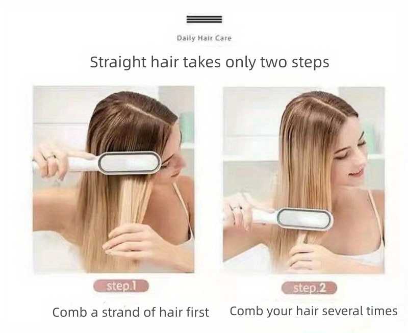 pente de cabelo de íon negativo 2 em 1 alisador de cabelo pente e modelador de cabelo pente de estilo de cabelo profissional com 5 temperaturas de aquecimento rápido configuração anti-queimadura para viagens em casa detalhes de uso do salão 6