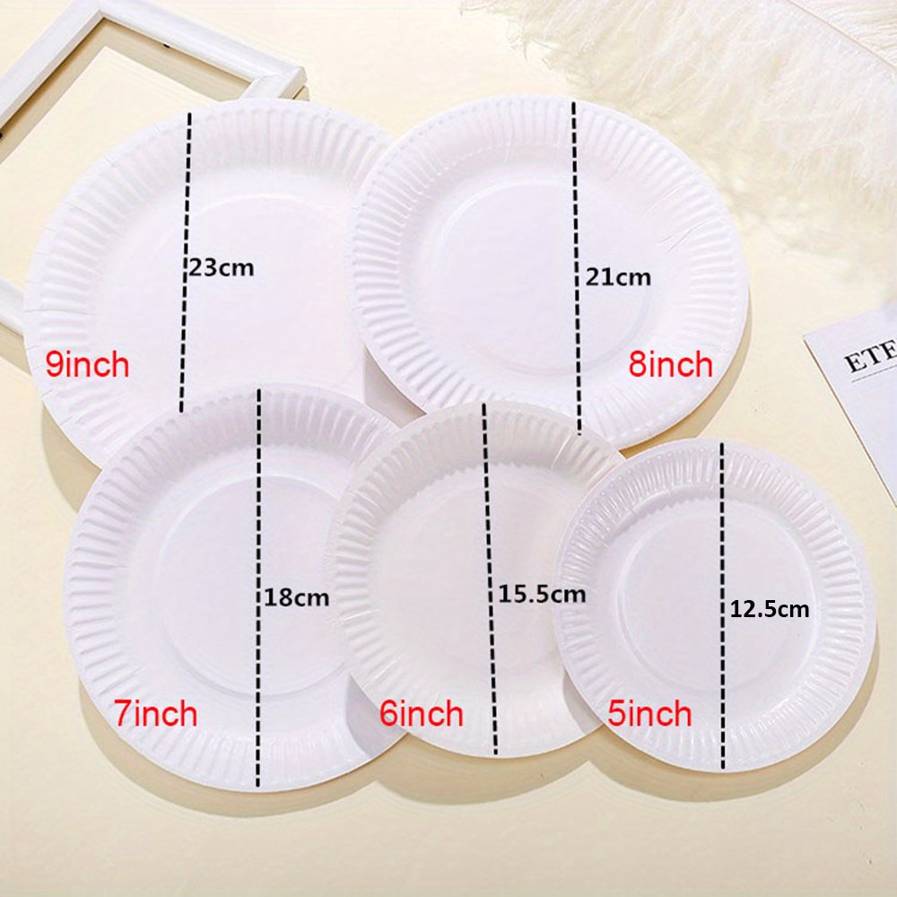 50 PCS Disposable White Uncoated Paper Plates -  12.17.720.32/15.24/7/8/22.86 Cm Large Decorative Craft Paper Plates,  Dessert Appetizer Wedding Plates