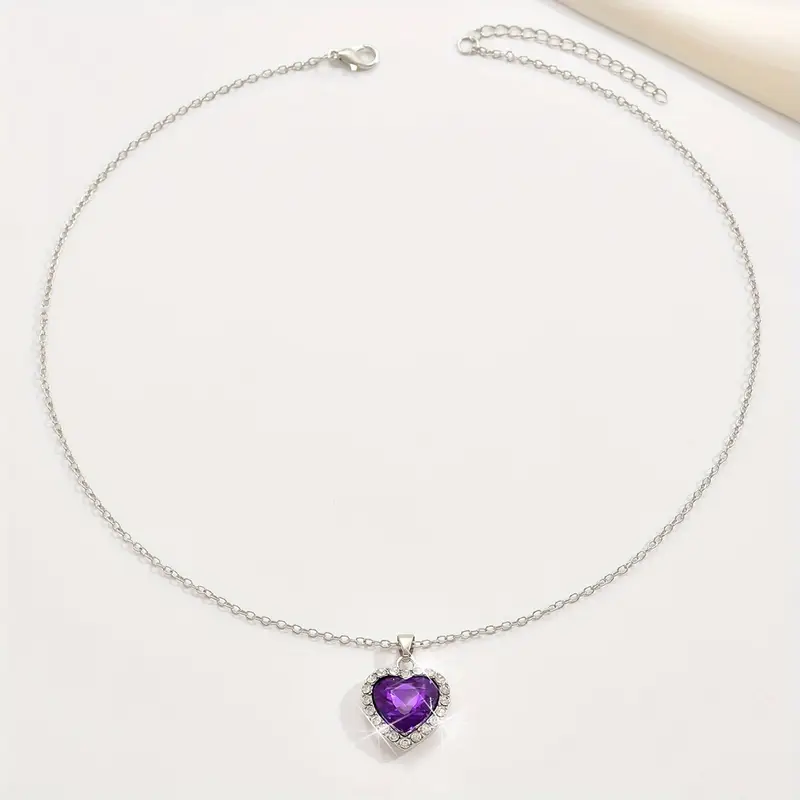 heart pendant necklace elegant rhinestone party jewelry bridal engagement wedding accessories details 9