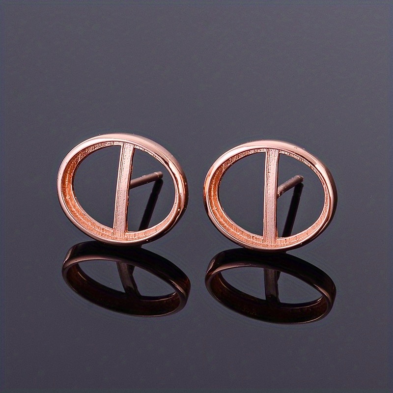 925 Silver Oval Bezel Diamond Prong Stud Earring Settings
