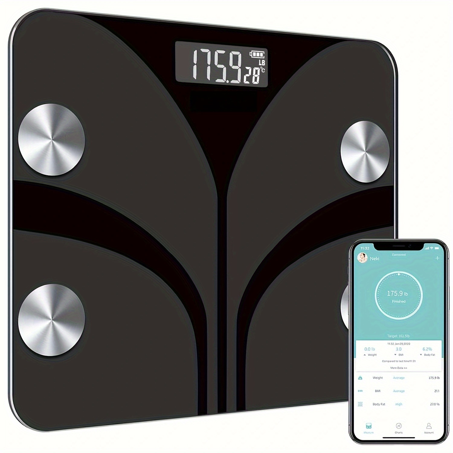 400lbs Smart Body Fat Weight Scale For Body Composition Monitors, Digital  Wireless Bathroom Scale For Bmi Fat Water Muscle Sync App, Bathroom Tools -  Temu