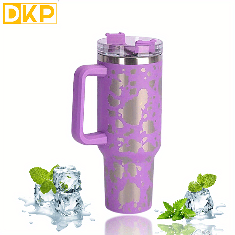 Udderly Fabulous - Cow Wine Tumbler with Sliding Lid - Stemless Stainless Steel Insulated Cup - Funny Outdoor Camping Mug - Purple