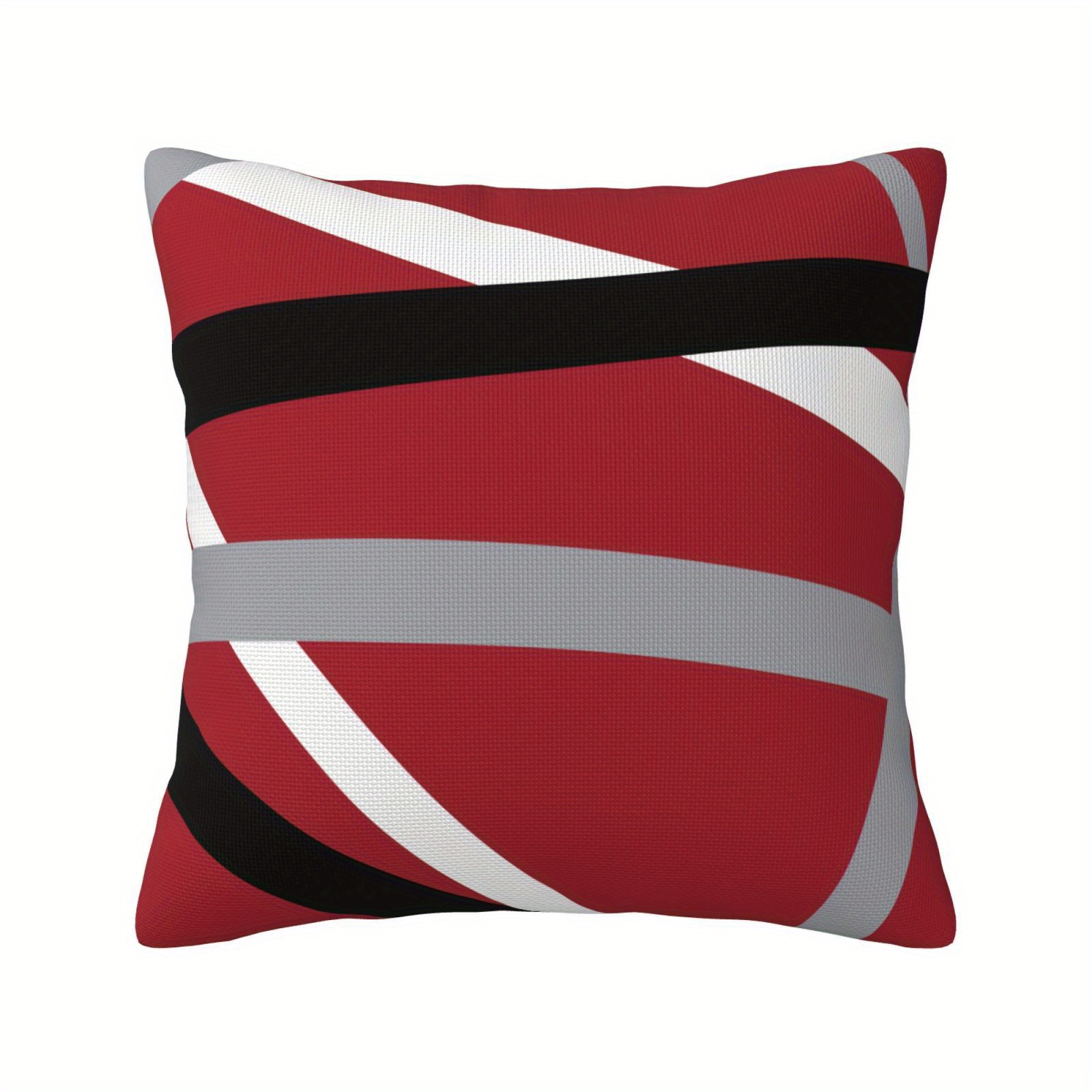 Throw Pillow Covers 18x18 Set Of 4 Modern Abstract Red Stripes