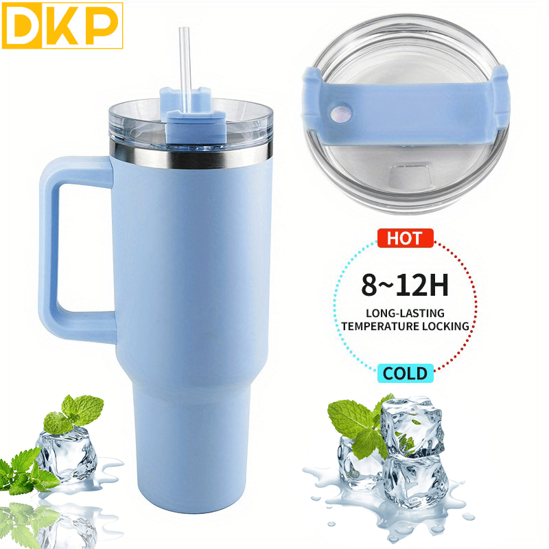 Large Capacity Water Bottle with Handle and Straw Lid Insulated Reusable  Stainless Steel Travel Mug Coffee Cup 1200ml 40oz