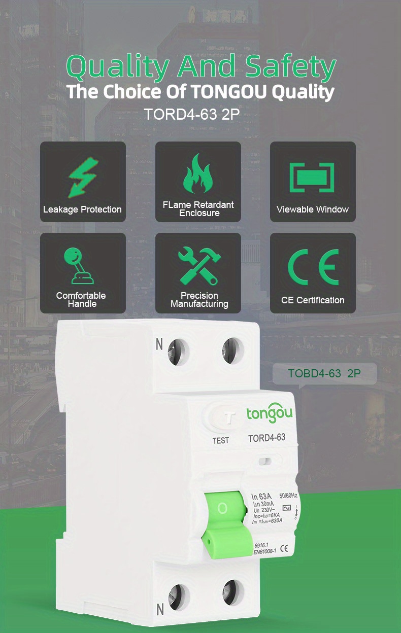 Ac 2p 6ka Rccb Rcd 230v Disjoncteur de courant résiduel