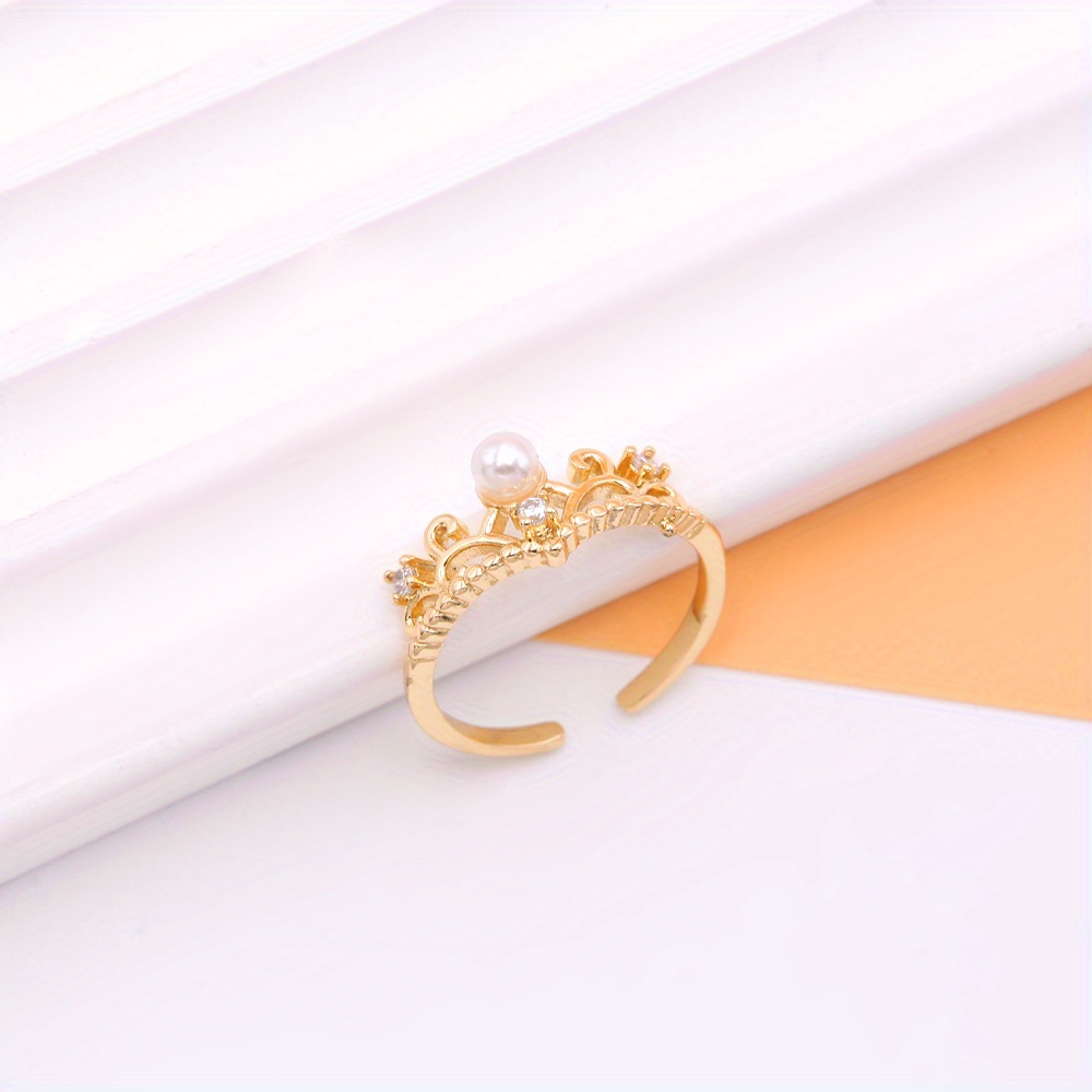 Luxury Crown Ring Plated Inlaid Shining Zircon Adjustable - Temu